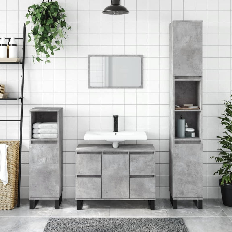 Badkamerkast 80x33x60 cm bewerkt hout betongrijs MeubelReus