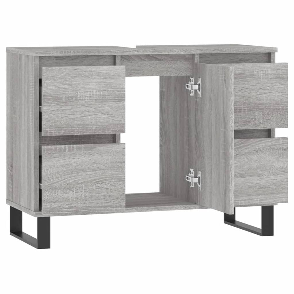 Badkamerkast 80x33x60 cm bewerkt hout grijs sonoma eikenkleurig MeubelReus