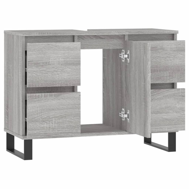 Badkamerkast 80x33x60 cm bewerkt hout grijs sonoma eikenkleurig MeubelReus