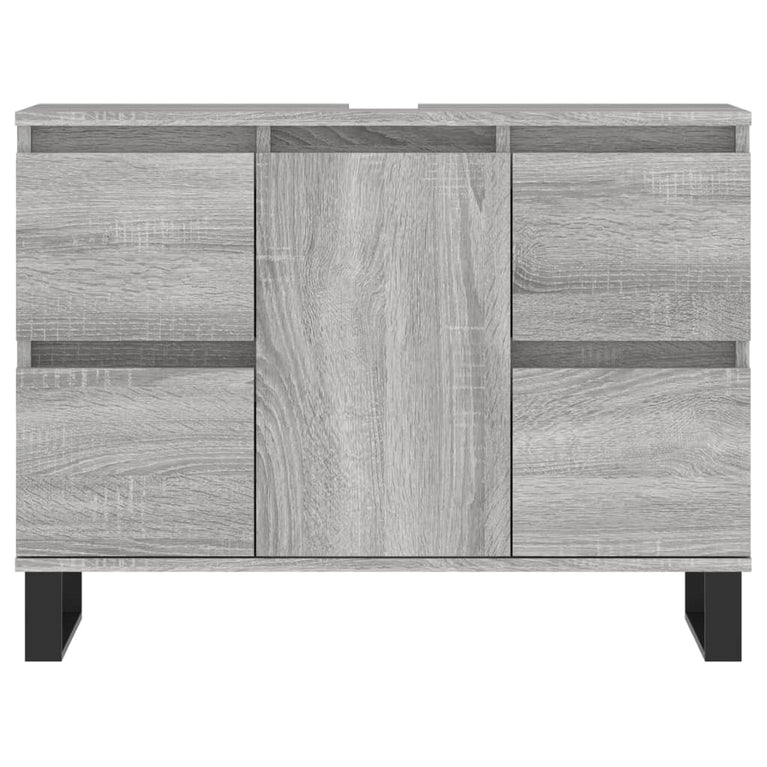 Badkamerkast 80x33x60 cm bewerkt hout grijs sonoma eikenkleurig MeubelReus