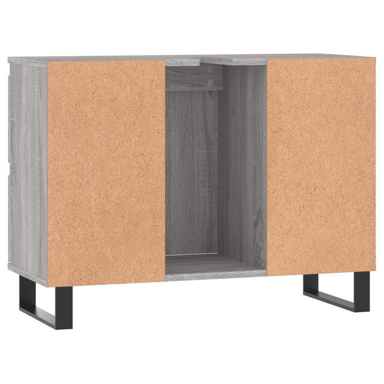 Badkamerkast 80x33x60 cm bewerkt hout grijs sonoma eikenkleurig MeubelReus