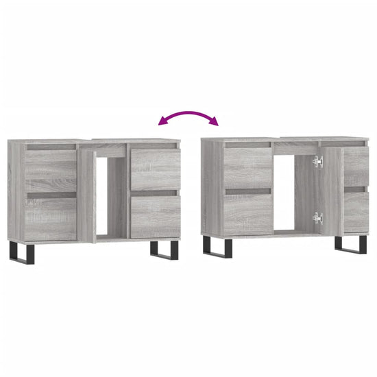 Badkamerkast 80x33x60 cm bewerkt hout grijs sonoma eikenkleurig MeubelReus