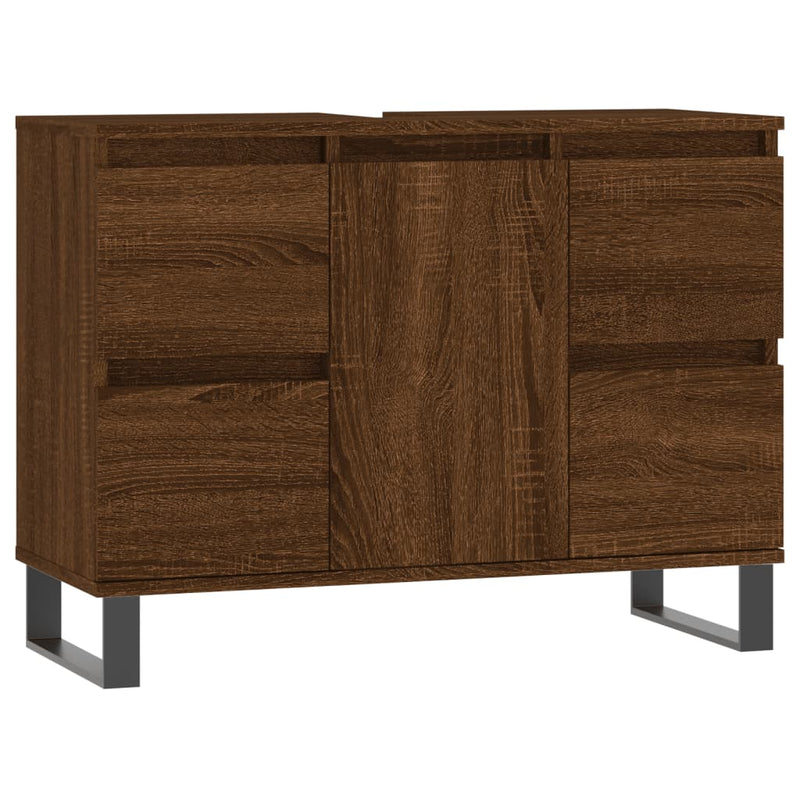 Badkamerkast 80x33x60 cm bewerkt hout bruin eikenkleur MeubelReus