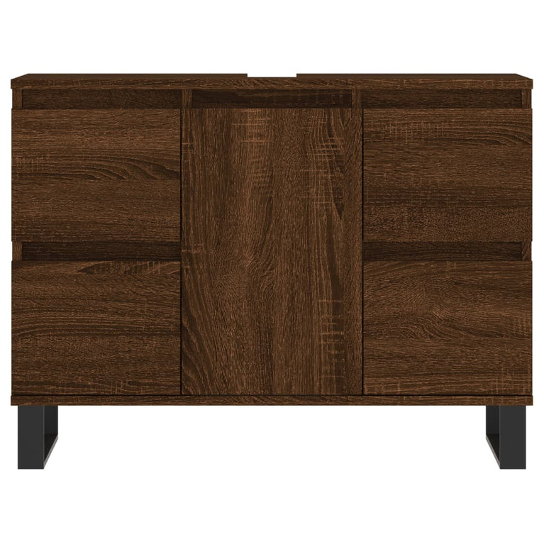 Badkamerkast 80x33x60 cm bewerkt hout bruin eikenkleur MeubelReus