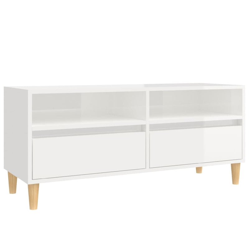 Tv-meubel 100x34,5x44,5 cm bewerkt hout hoogglans wit MeubelReus