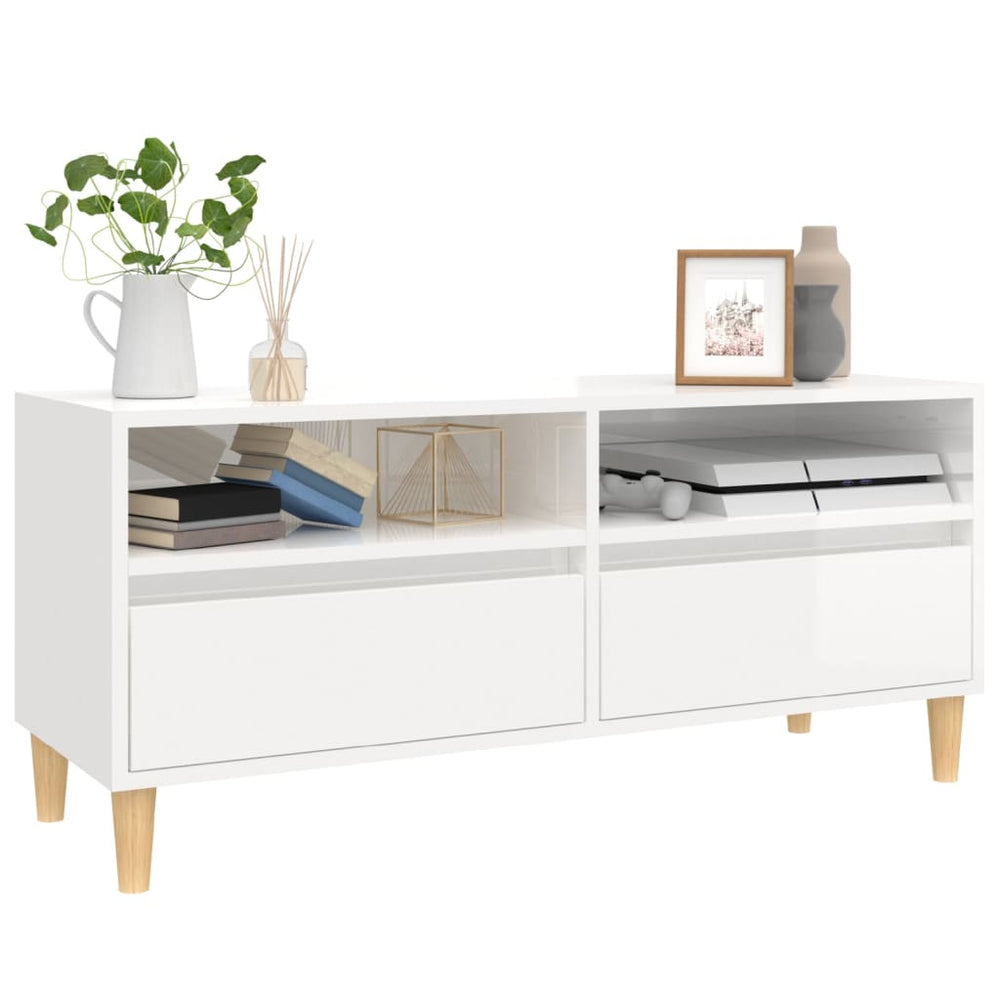 Tv-meubel 100x34,5x44,5 cm bewerkt hout hoogglans wit MeubelReus