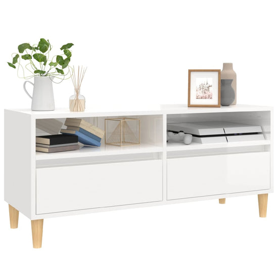 Tv-meubel 100x34,5x44,5 cm bewerkt hout hoogglans wit MeubelReus
