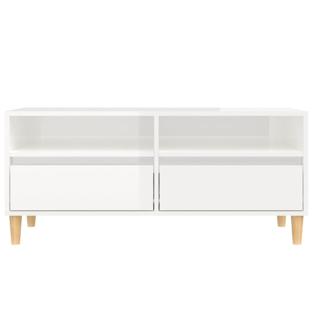 Tv-meubel 100x34,5x44,5 cm bewerkt hout hoogglans wit MeubelReus