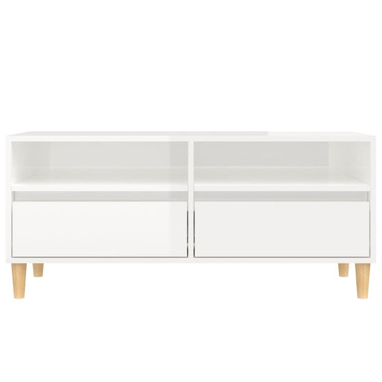 Tv-meubel 100x34,5x44,5 cm bewerkt hout hoogglans wit MeubelReus