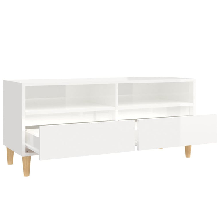 Tv-meubel 100x34,5x44,5 cm bewerkt hout hoogglans wit MeubelReus