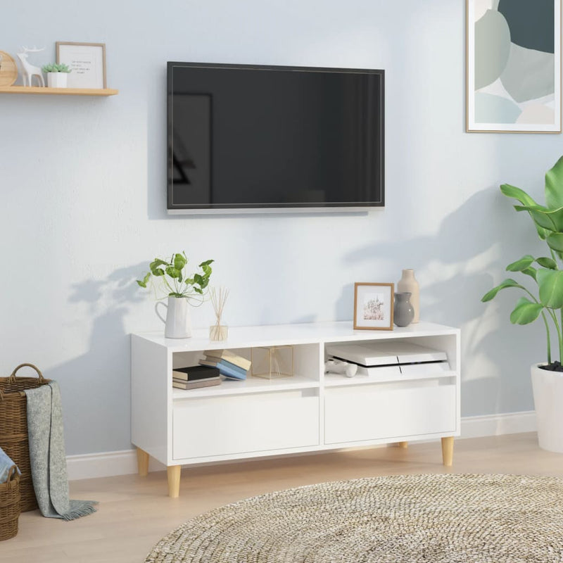 Tv-meubel 100x34,5x44,5 cm bewerkt hout hoogglans wit MeubelReus