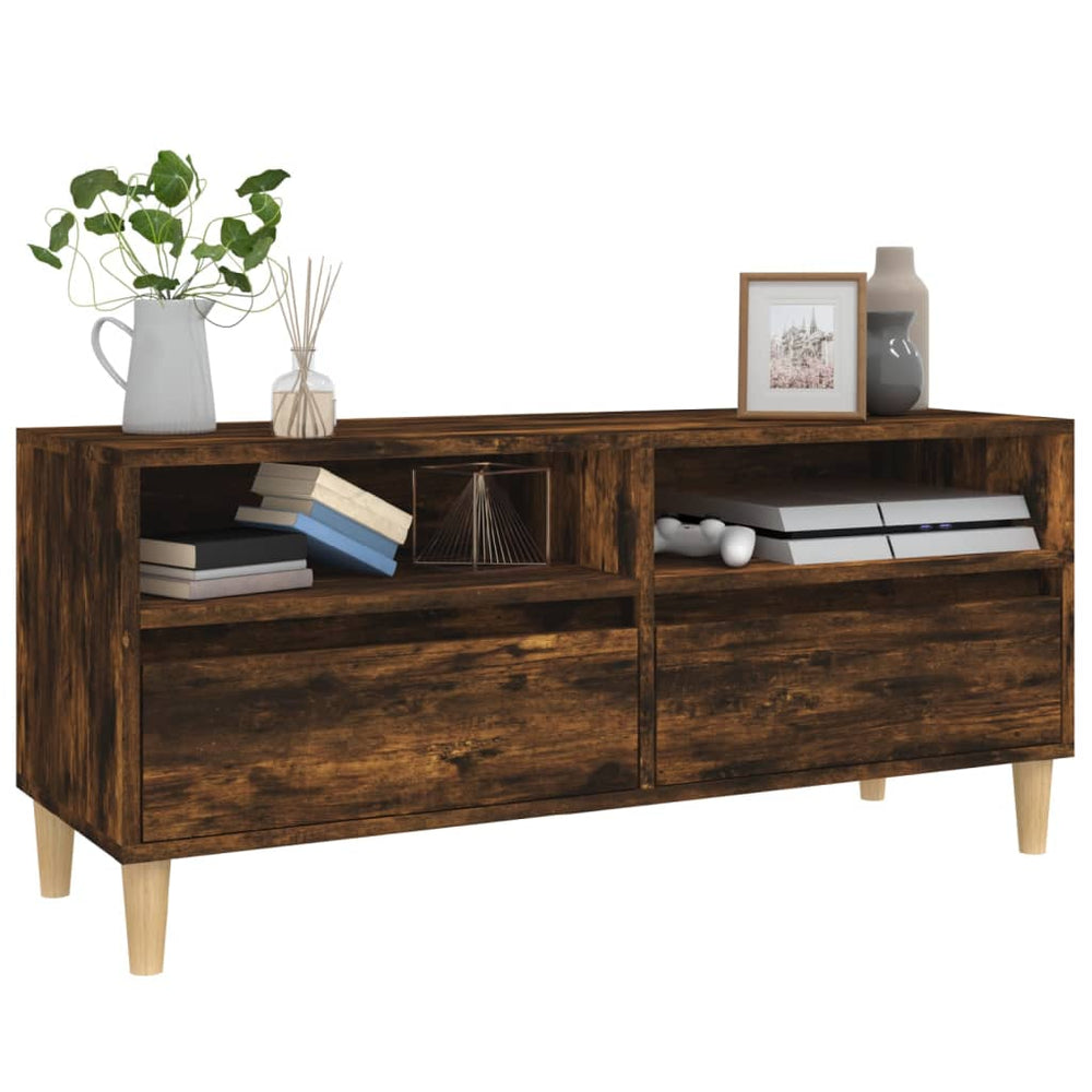 Tv-meubel 100x34,5x44,5 cm bewerkt hout gerookt eikenkleurig MeubelReus