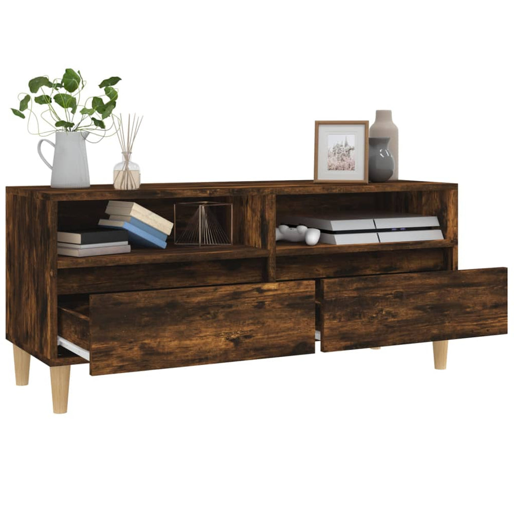 Tv-meubel 100x34,5x44,5 cm bewerkt hout gerookt eikenkleurig MeubelReus