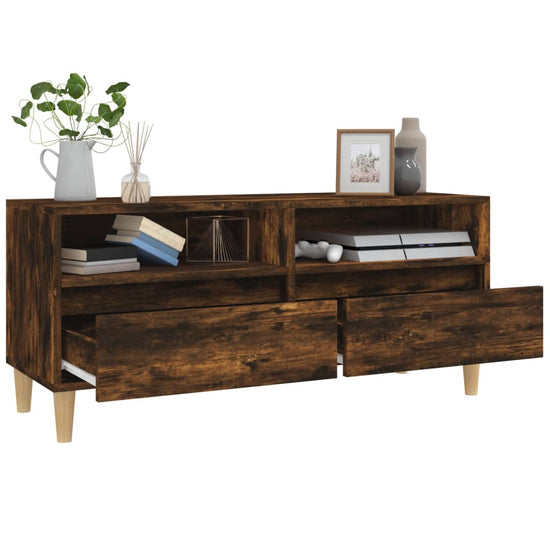 Tv-meubel 100x34,5x44,5 cm bewerkt hout gerookt eikenkleurig MeubelReus