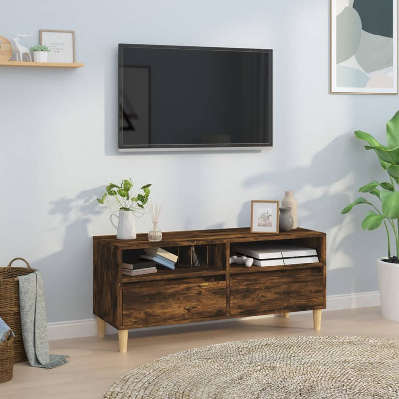 Tv-meubel 100x34,5x44,5 cm bewerkt hout gerookt eikenkleurig MeubelReus