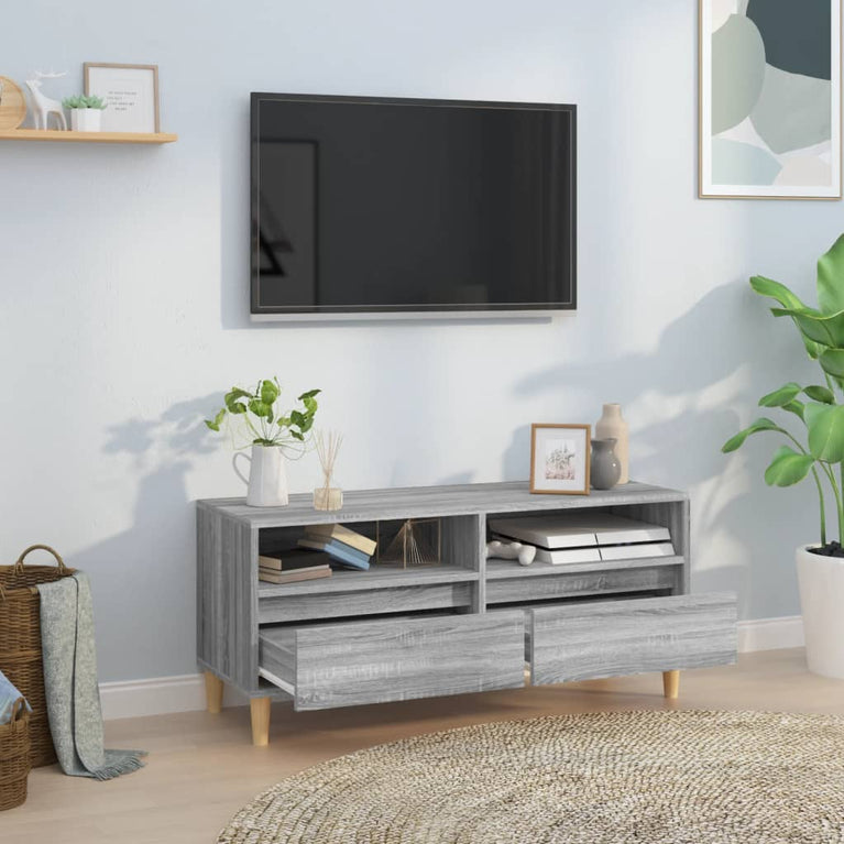 Tv-meubel 100x34,5x44,5 cm bewerkt hout grijs sonoma eikenkleur MeubelReus