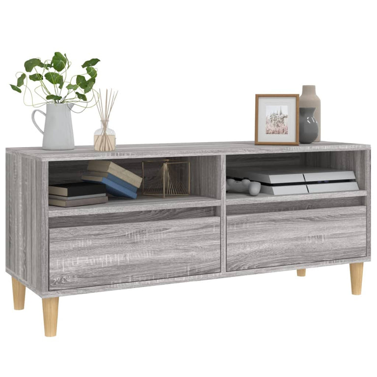 Tv-meubel 100x34,5x44,5 cm bewerkt hout grijs sonoma eikenkleur MeubelReus