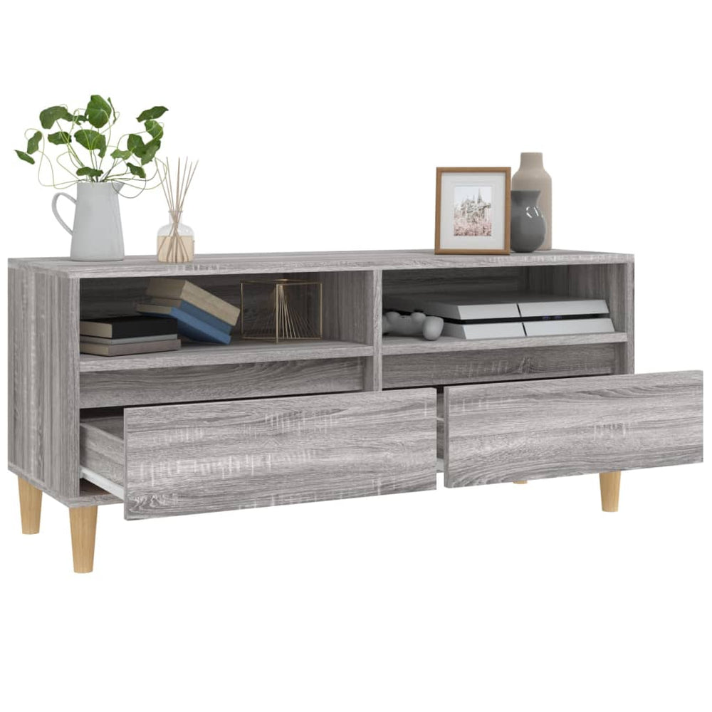 Tv-meubel 100x34,5x44,5 cm bewerkt hout grijs sonoma eikenkleur MeubelReus