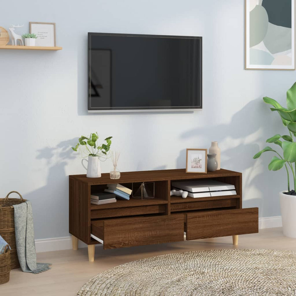 Tv-meubel 100x34,5x44,5 cm bewerkt hout bruin eikenkleur MeubelReus
