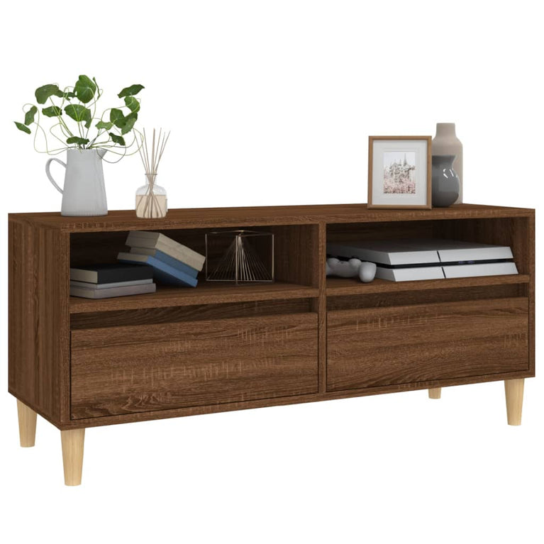 Tv-meubel 100x34,5x44,5 cm bewerkt hout bruin eikenkleur MeubelReus