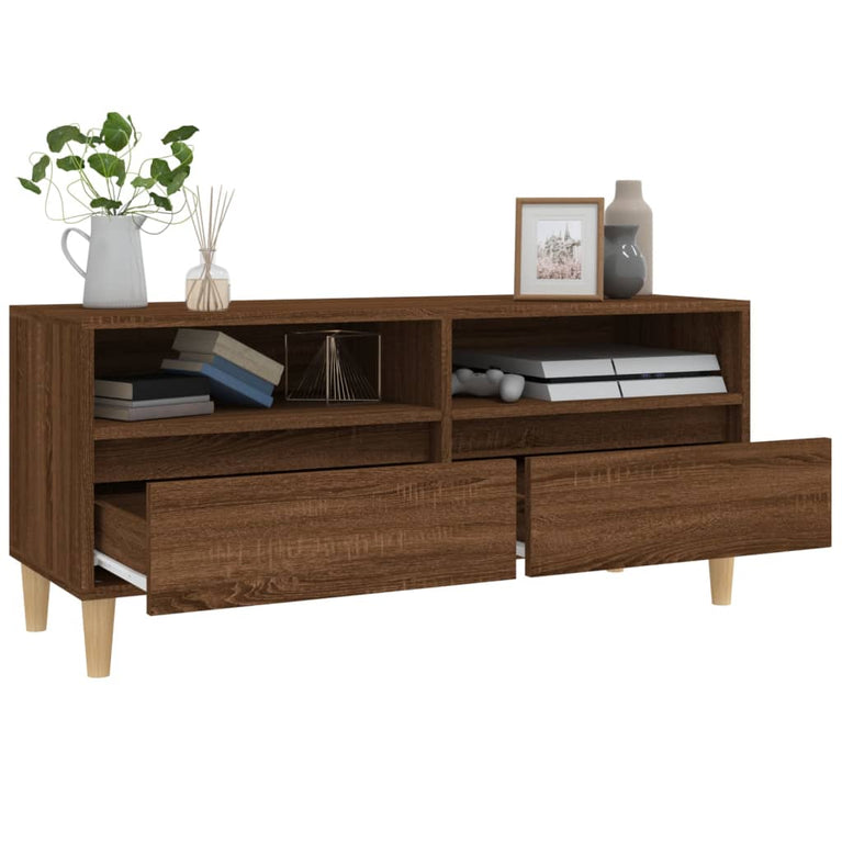 Tv-meubel 100x34,5x44,5 cm bewerkt hout bruin eikenkleur MeubelReus