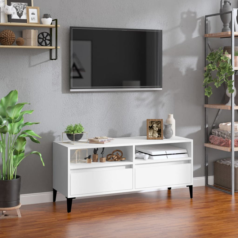 Tv-meubel 100x34,5x44,5 cm bewerkt hout wit MeubelReus