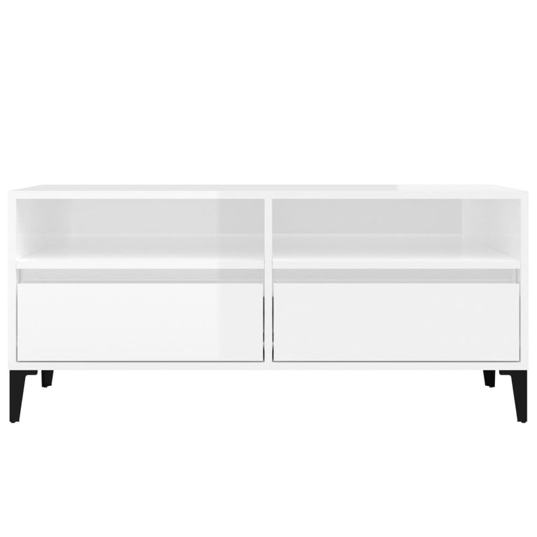 Tv-meubel 100x34,5x44,5 cm bewerkt hout hoogglans wit MeubelReus