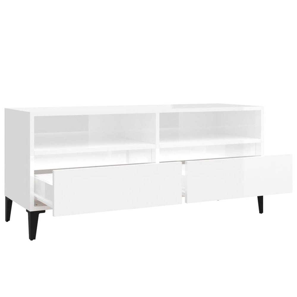 Tv-meubel 100x34,5x44,5 cm bewerkt hout hoogglans wit MeubelReus