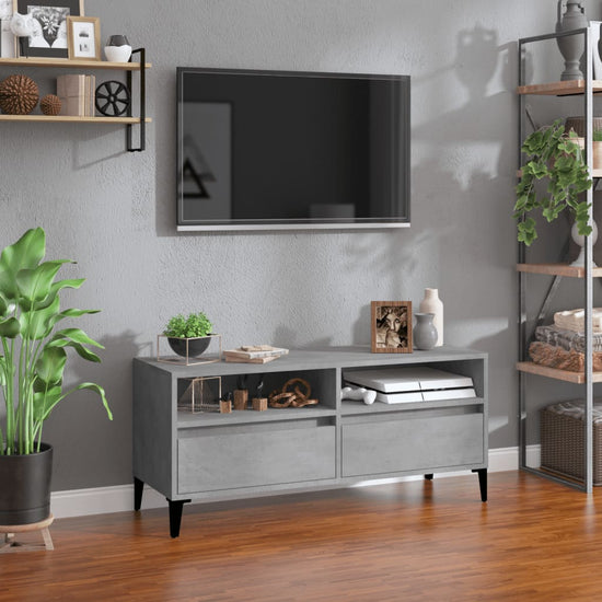 Tv-meubel 100x34,5x44,5 cm bewerkt hout betongrijs MeubelReus