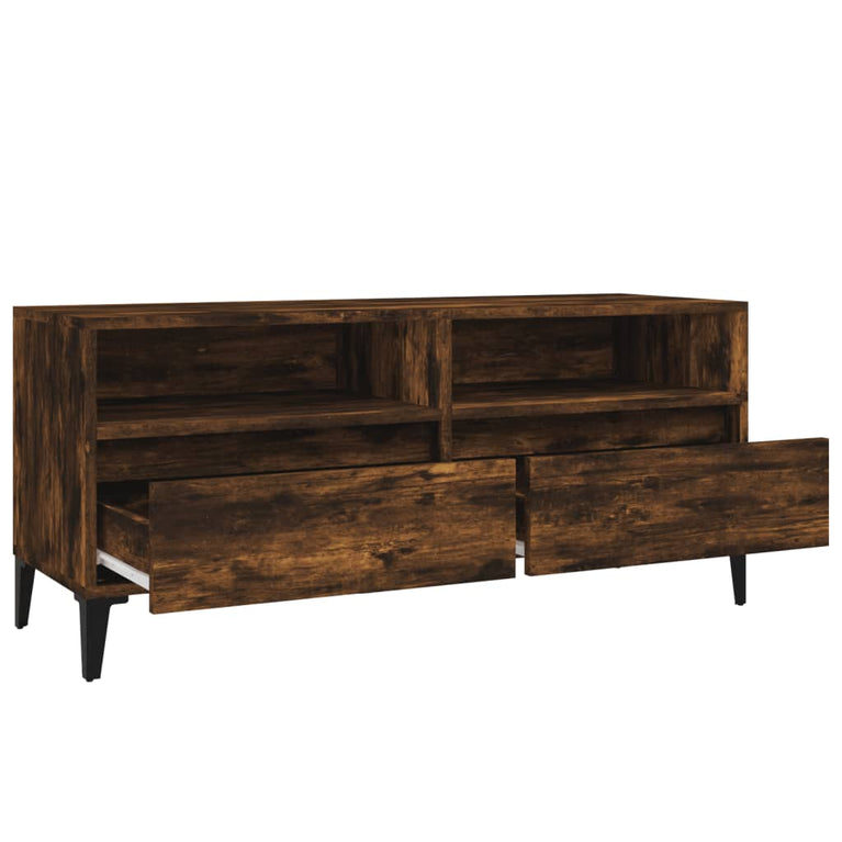 Tv-meubel 100x34,5x44,5 cm bewerkt hout gerookt eikenkleurig MeubelReus