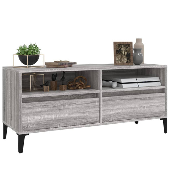 Tv-meubel 100x34,5x44,5 cm bewerkt hout grijs sonoma eikenkleur MeubelReus