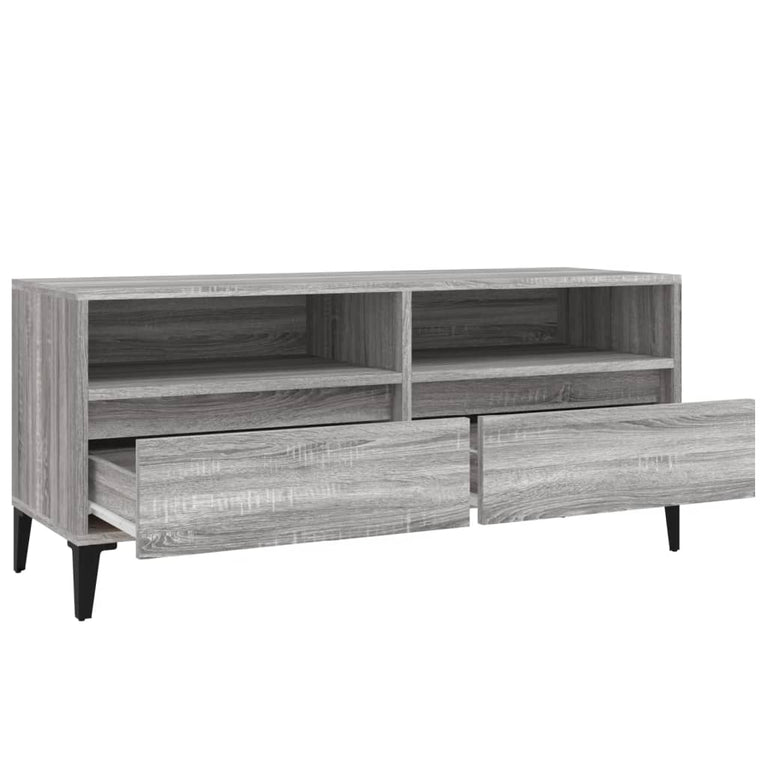 Tv-meubel 100x34,5x44,5 cm bewerkt hout grijs sonoma eikenkleur MeubelReus