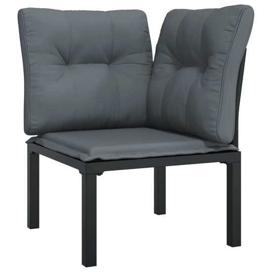 3-delige Loungeset met kussens poly rattan zwart en grijs MeubelReus