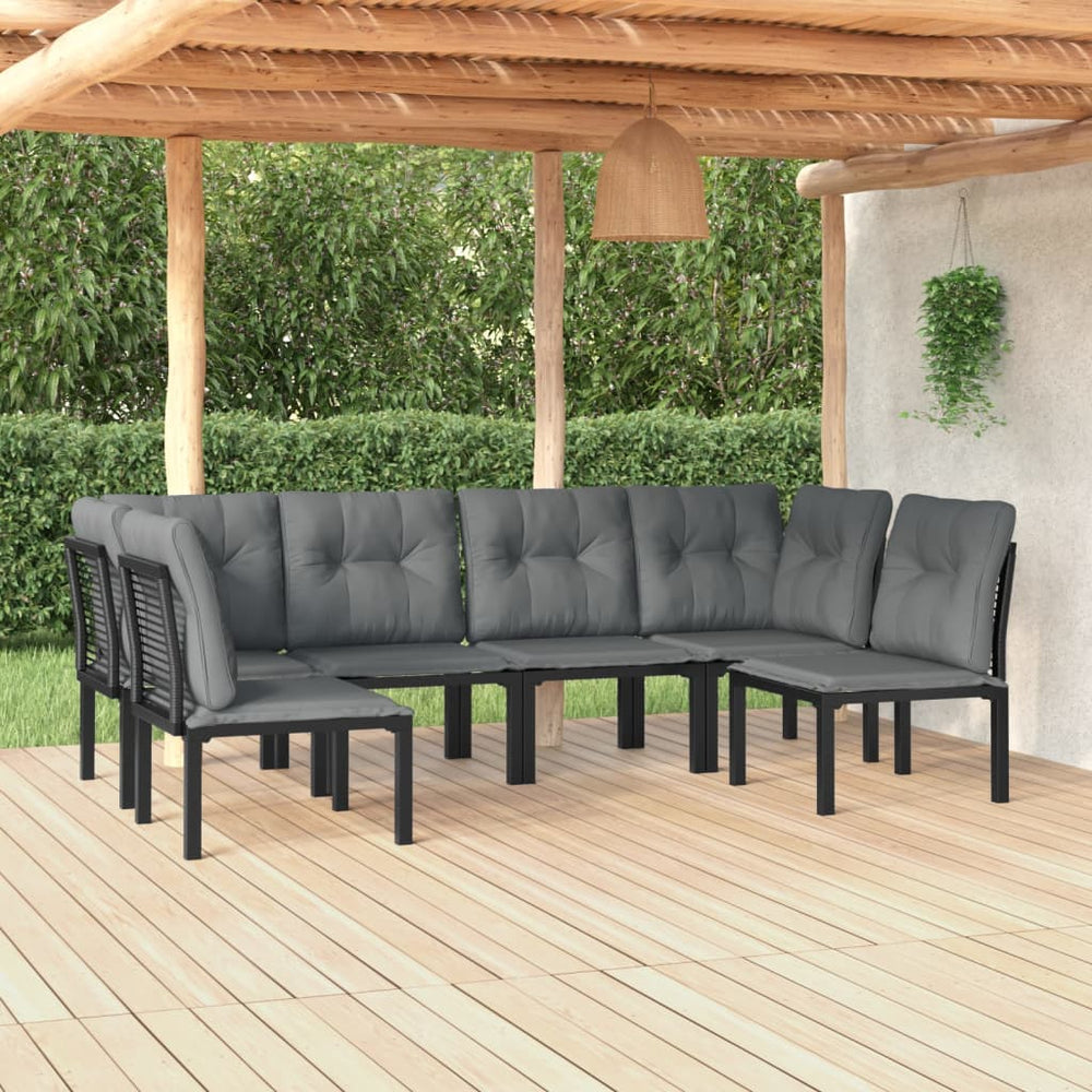 6-delige Loungeset poly rattan zwart en grijs MeubelReus
