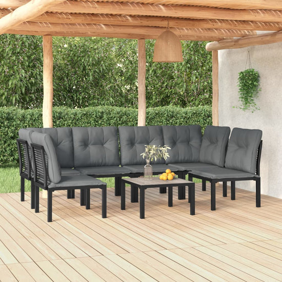 7-delige Loungeset poly rattan zwart en grijs MeubelReus