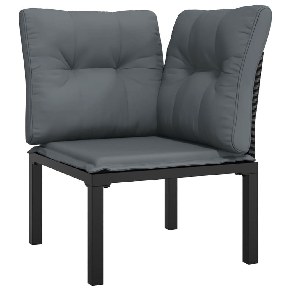 3-delige Loungeset met kussens poly rattan zwart en grijs MeubelReus