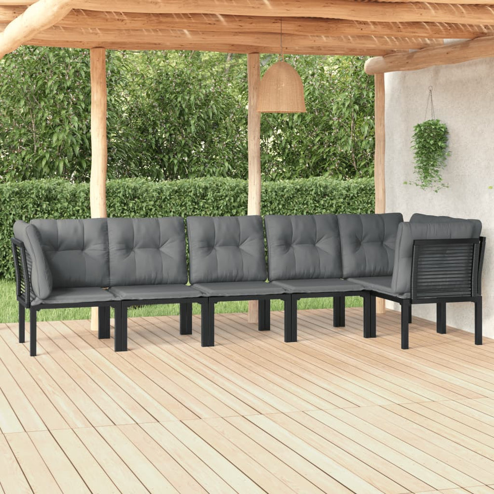 6-delige Loungeset poly rattan zwart en grijs MeubelReus
