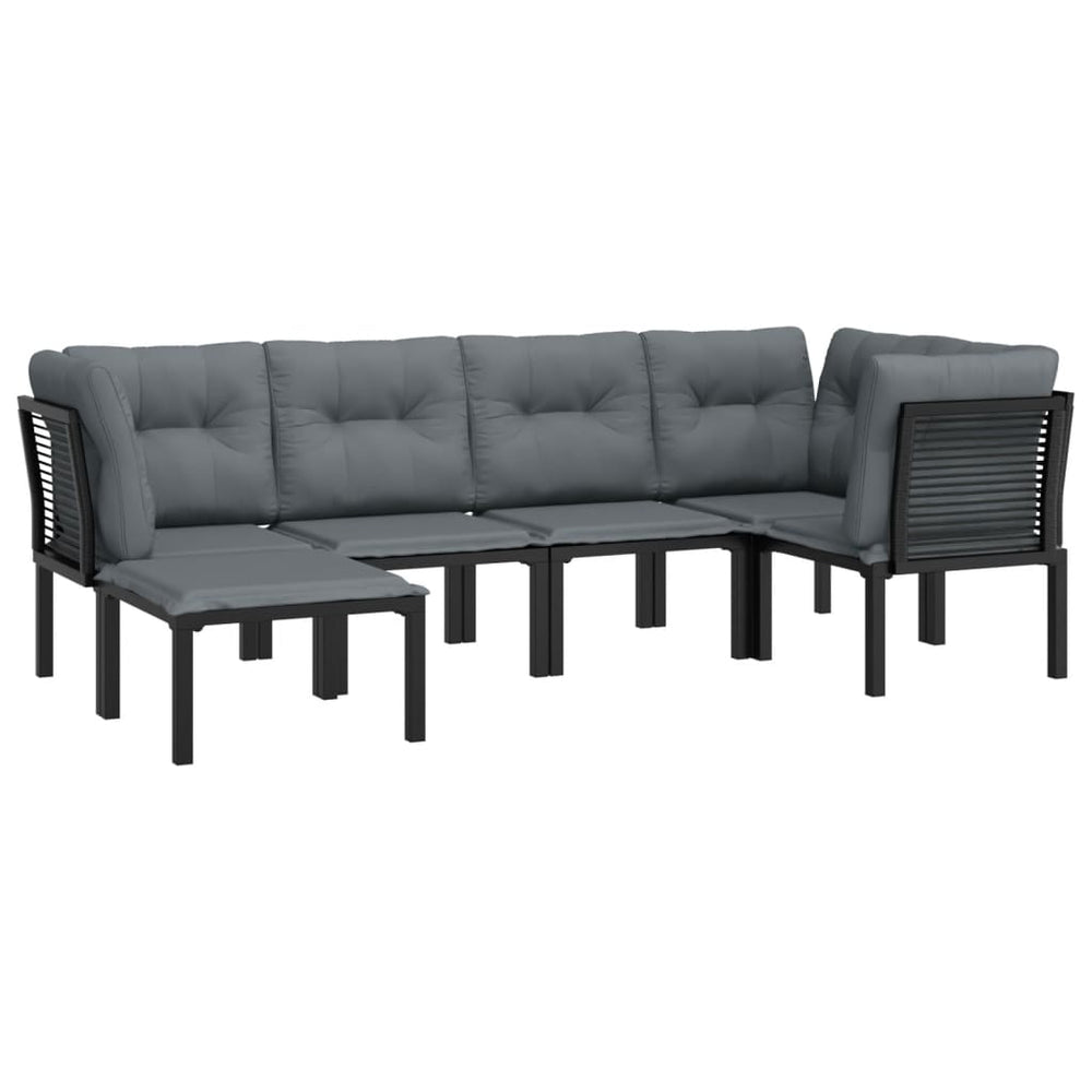 6-delige Loungeset poly rattan zwart en grijs MeubelReus