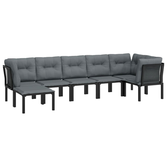 7-delige Loungeset poly rattan zwart en grijs MeubelReus