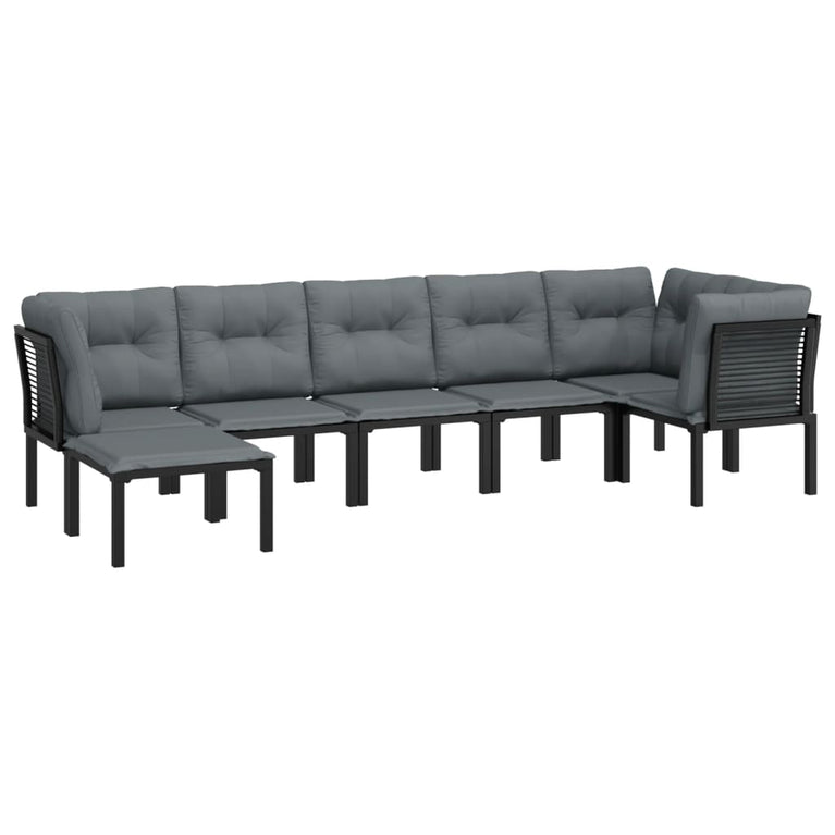 7-delige Loungeset poly rattan zwart en grijs MeubelReus