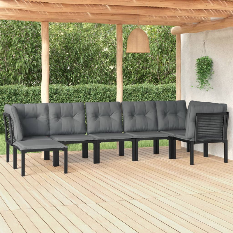 7-delige Loungeset poly rattan zwart en grijs MeubelReus