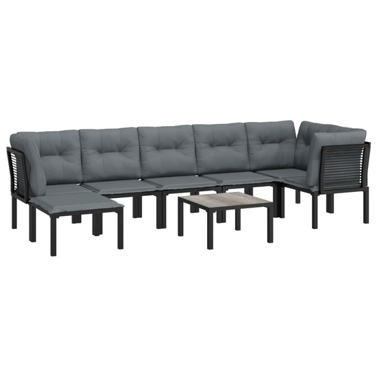 8-delige Loungeset poly rattan zwart en grijs MeubelReus