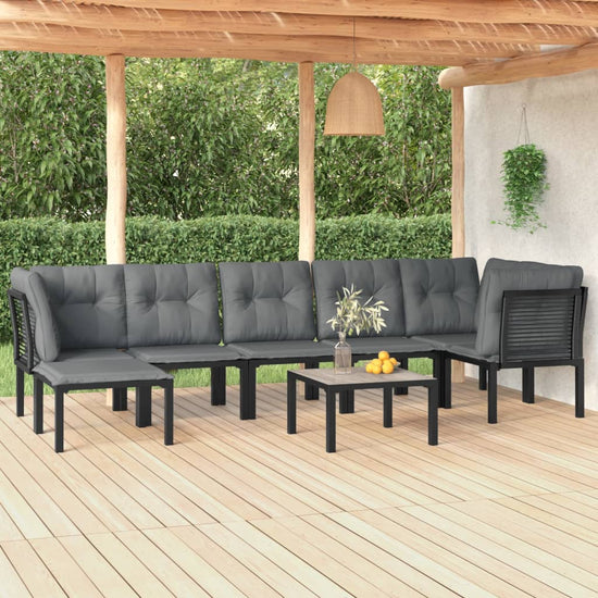 8-delige Loungeset poly rattan zwart en grijs MeubelReus