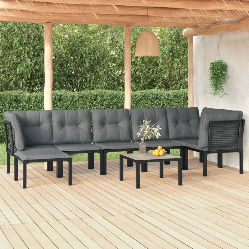 8-delige Loungeset poly rattan zwart en grijs MeubelReus