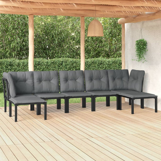 7-delige Loungeset poly rattan zwart en grijs MeubelReus