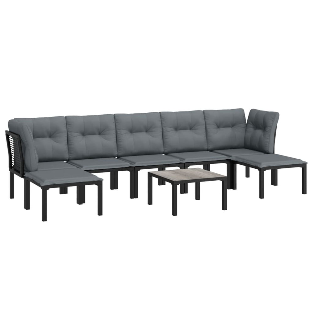 8-delige Loungeset poly rattan zwart en grijs MeubelReus