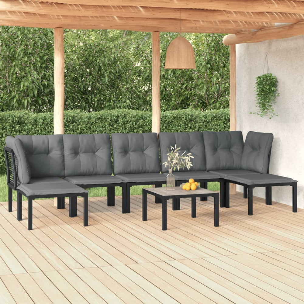 8-delige Loungeset poly rattan zwart en grijs MeubelReus