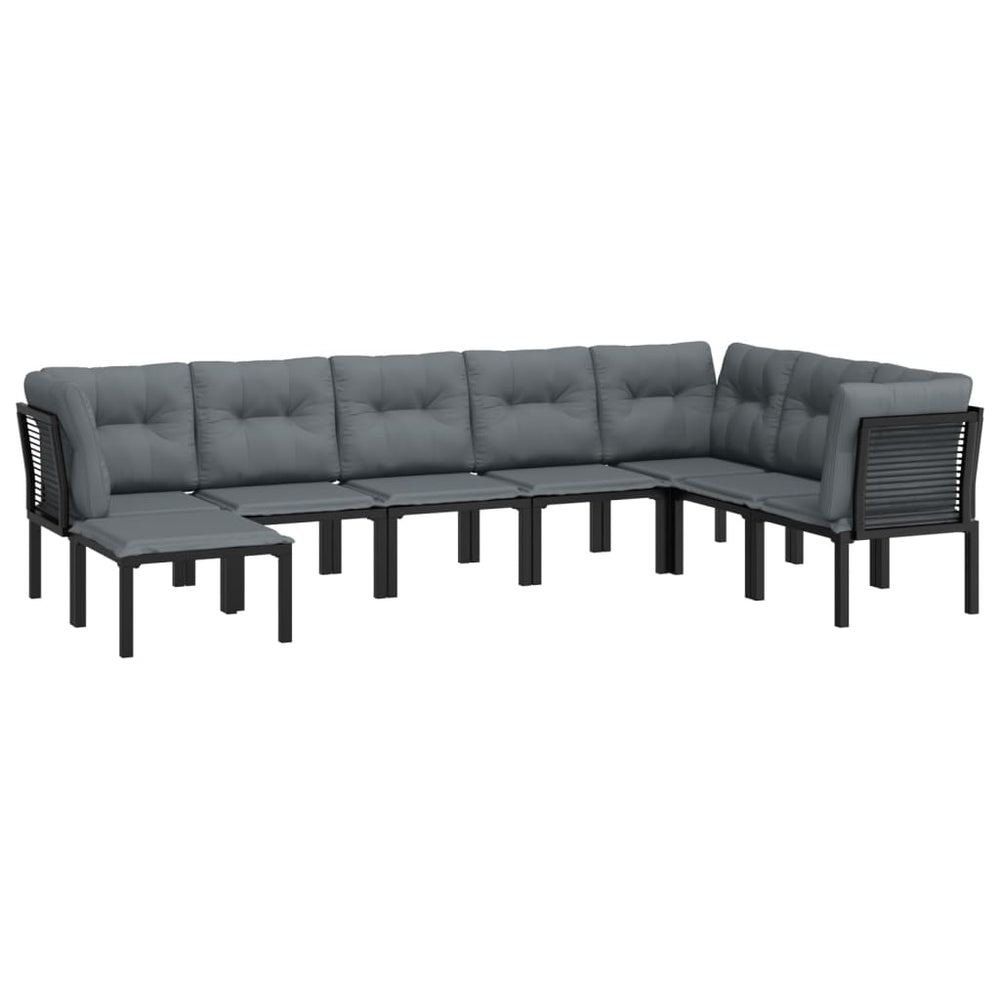 8-delige Loungeset poly rattan zwart en grijs MeubelReus