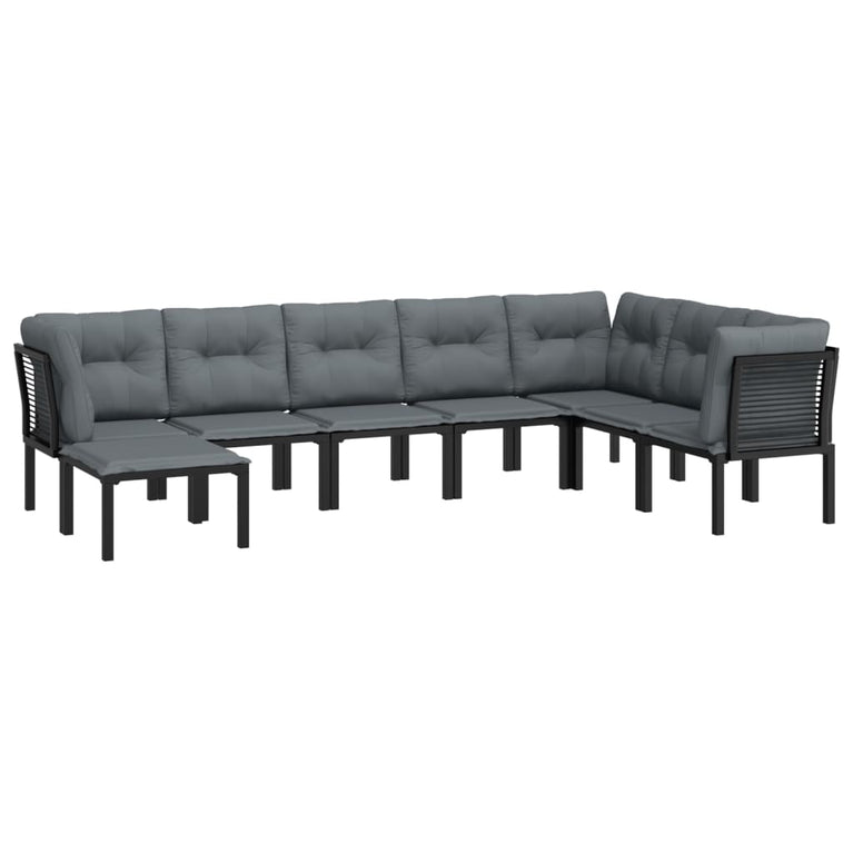 8-delige Loungeset poly rattan zwart en grijs MeubelReus