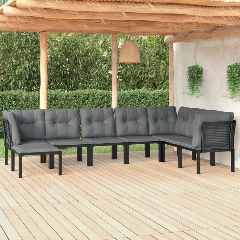 8-delige Loungeset poly rattan zwart en grijs MeubelReus